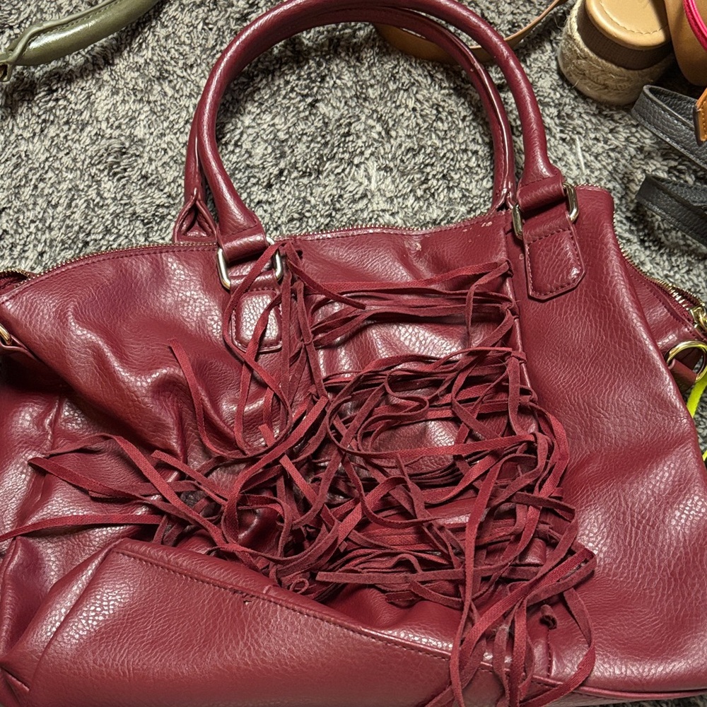 mark. Deep Red Leather Shoulder Bag